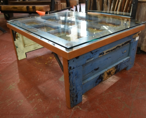 a table made of blue doors from VMI