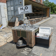 a hydration station made of architectural salvage