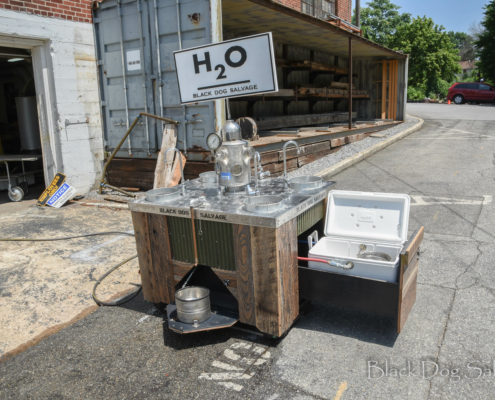 a hydration station made of architectural salvage