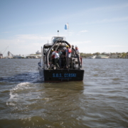 a boat on open water