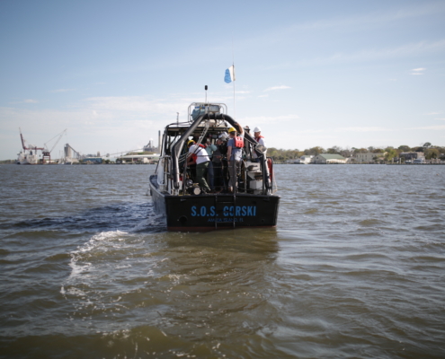 a boat on open water