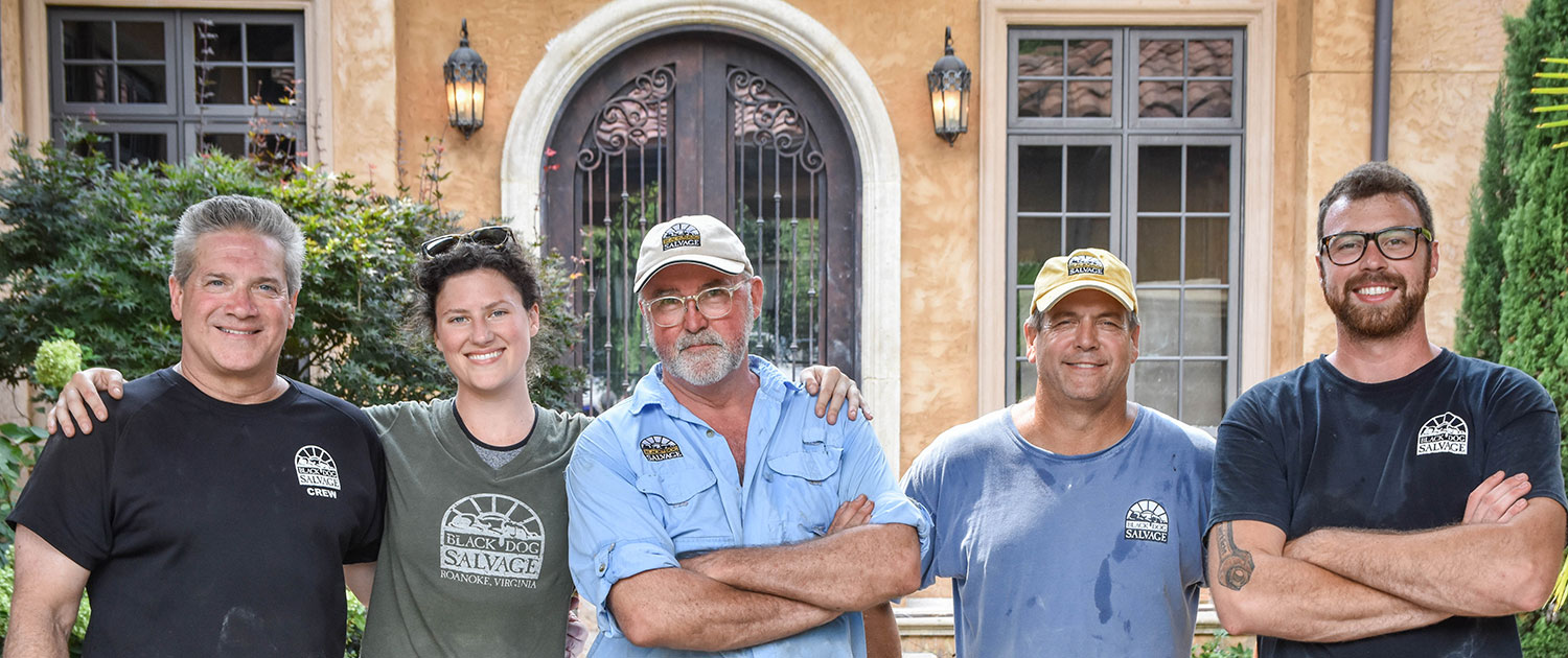 the Salvage Dawgs crew: Robert Kulp, Grayson Goldsmith, Mike Whiteside, Ted Ayers, and Tay Whiteside