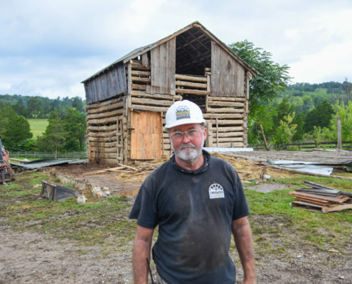 Mike Whiteside outside a barn