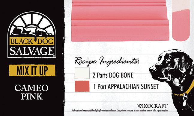 "Cameo Pink" is made from 2 Parts "Dog Bone" and 1 Part "Appalachian Sunset"