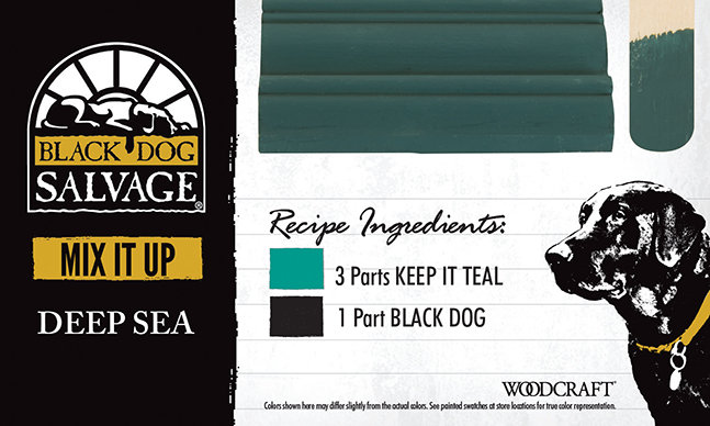 "Deep Sea" is made from 3 Parts "Keep It Teal" and 1 Part "Black Dog"