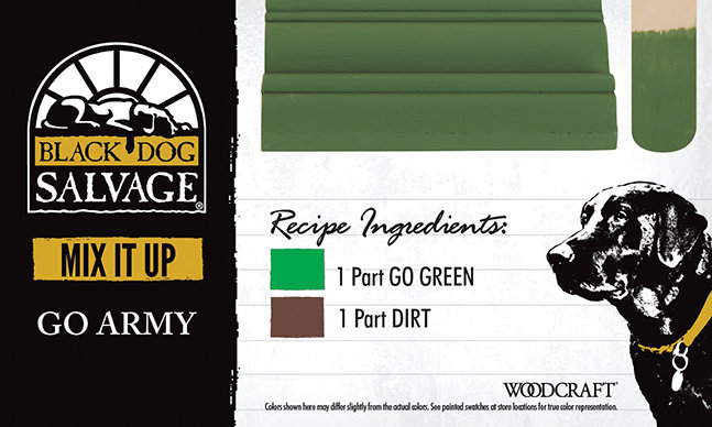 "Go Army" is made from 1 Part "Go Green" and 1 Part "Dirt"