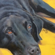 a black dog painted by Carrie McNutt