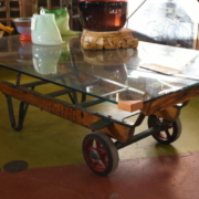 a coffee table on wheels