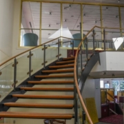 a grand staircase inside a ferry