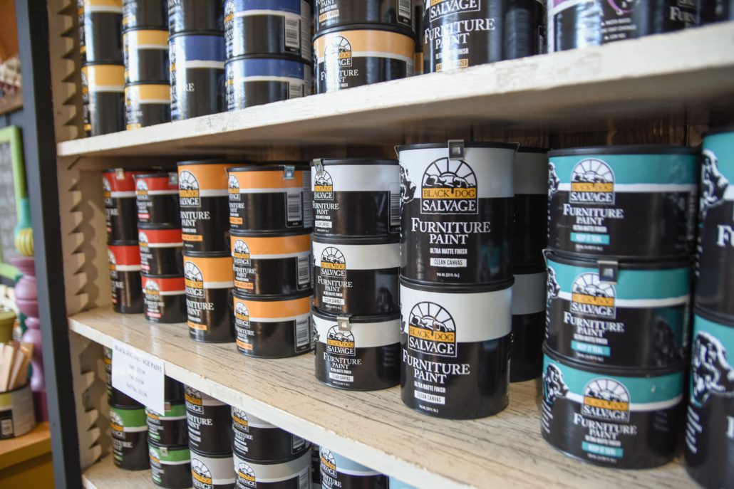 Black Dog Salvage furniture paint displayed on a shelf